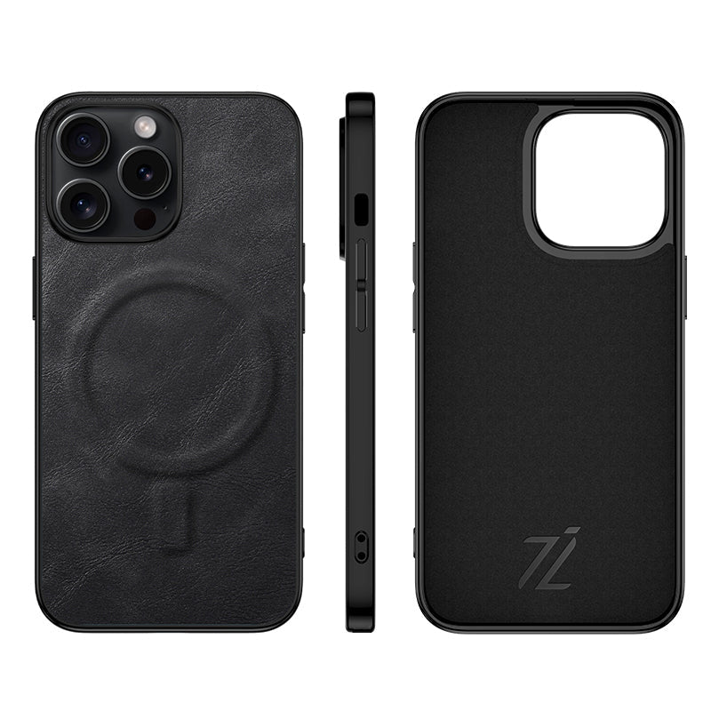 IZONE MagSafe Slim Leather Case – Jet Black