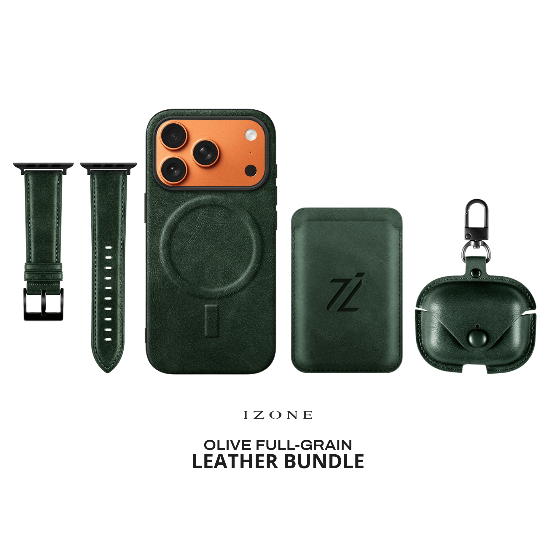 GIFT PACKAGE - IZONE Full Leather Set - OLIVE